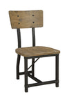 Benzara Metal Frame Side Chair, Gray And Oak Brown, Pack Of 2