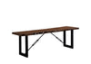 Benzara Rectangular Metal Frame Bench with Wooden Seat, Black and Brown