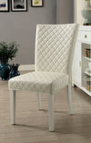 Benzara Leatherette Padded Side Chair with Stitched Diamond Pattern,Set of 2,White