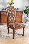 Benzara Wooden Fabric Upholstered Side Chair With Floral Print, Brown, Pack Of 2