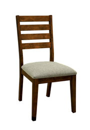 Benzara Wooden Side Chair With Gray Fabric Padded Seat, Brown, Pack Of 2