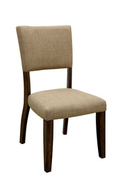 Benzara Wooden Side Chair In Beige Fabric Upholstery, Brown, Pack Of 2