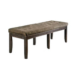 Benzara Button Tufted Fabric Upholstered Wooden Bench, Brown