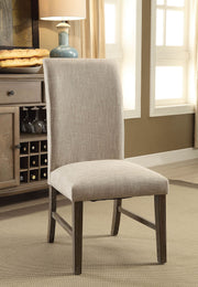 Benzara Wooden Side Chair With Cream Fabric Upholstery, Brown, Pack Of 2