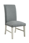 Benzara Wooden Side Chair With Gray Fabric Upholstery, Pack Of 2