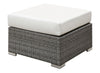 Benzara Aluminium Frame Faux Polyester Square Ottoman, Small, White and Gray