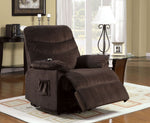 Benzara Fabric Power Recliner with Stand Assist Mechanism and Plush Seat,Dark Brown
