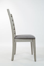 Benzara Wooden Dining Chair with Fabric Upholstered Seat, Set of 2 Gray