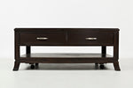 Benzara Wooden Cocktail Table With 2 Drawers & Shelf, Brown