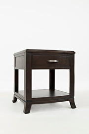 Benzara Transitional Style Wooden End Table With Drawer & Shelf, Birch Brown