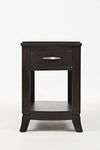 Benzara Transitional Style Wooden Chair Side Table With Drawer & Shelf, Brown