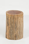 Benzara Round Wooden Stump Accent Table, Natural Brown