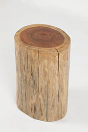 Benzara Round Wooden Stump Accent Table, Natural Brown
