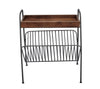 Benzara Wood And Metal Chairside Table With Magazine Rack, Brown And Black