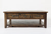 Benzara 3 Drawer Cocktail Table With Open Shelf Beneath, Dakota Oak