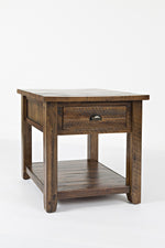 Benzara Wooden End Table With Drawer and Bottom Shelf,  Oak Brown