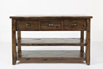 Benzara Wooden Sofa Table With Three Drawers And Two Open Shelf, Oak Brown