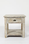 Benzara Wooden End Table With Open Shelf, Washed Gray
