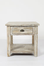 Benzara Wooden End Table With Open Shelf, Washed Gray