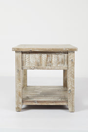 Benzara Wooden End Table With Open Shelf, Washed Gray