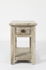 Benzara Wooden One Drawer Chairside Table In Washed Gray Finish
