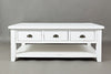 Benzara 3 Drawer Cocktail Table With Open Shelf Beneath, Weathered White