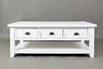 Benzara 3 Drawer Cocktail Table With Open Shelf Beneath, Weathered White