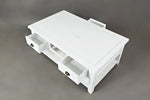 Benzara 3 Drawer Cocktail Table With Open Shelf Beneath, Weathered White
