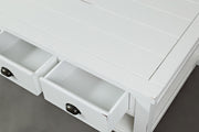 Benzara 3 Drawer Cocktail Table With Open Shelf Beneath, Weathered White