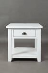 Benzara Wooden End Table With Open Shelf, Weathered White