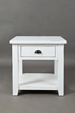 Benzara Wooden End Table With Open Shelf, Weathered White