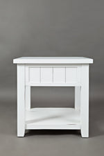 Benzara Wooden End Table With Open Shelf, Weathered White