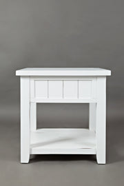 Benzara Wooden End Table With Open Shelf, Weathered White