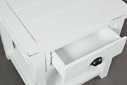 Benzara Wooden End Table With Open Shelf, Weathered White