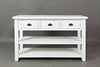 Benzara 3 Drawers And 2 Open Shelf Sofa Table, Weathered White