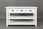 Benzara 3 Drawers And 2 Open Shelf Sofa Table, Weathered White