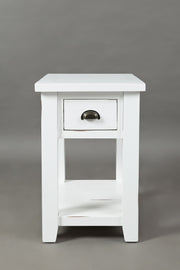 Benzara Wooden One Drawer Chairside Table In Weathered White Finish
