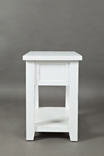 Benzara Wooden One Drawer Chairside Table In Weathered White Finish
