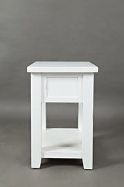 Benzara Wooden One Drawer Chairside Table In Weathered White Finish