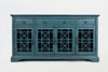 Benzara Craftsman Series 60 Inch Wooden Media Unit with 3 Drawers, Antique Blue