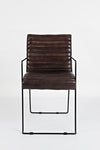 Benzara Leatherette Upholstered Dining Chair with Metal Legs, Set of 2 Cherry Brown and Black