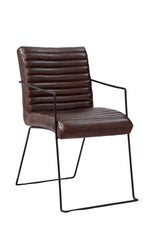 Benzara Leatherette Upholstered Dining Chair with Metal Legs, Set of 2 Cherry Brown and Black
