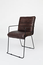 Benzara Leatherette Upholstered Dining Chair with Metal Legs, Set of 2 Cherry Brown and Black