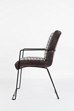 Benzara Leatherette Upholstered Dining Chair with Metal Legs, Set of 2 Cherry Brown and Black