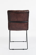 Benzara Leatherette Upholstered Dining Chair with Metal Legs, Set of 2 Cherry Brown and Black