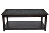 Benzara Cocktail Table with Marble Tile Inlay and Lower Shelf, Dark Gray