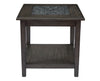 Benzara End Table With Stone Marble Top, Dark Gray