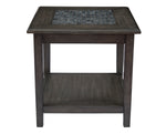 Benzara End Table With Stone Marble Top, Dark Gray