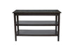 Benzara Wooden 2 Shelf Sofa/ Media Table With Marble Tile Inlay Top, Dark Gray