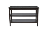 Benzara Wooden 2 Shelf Sofa/ Media Table With Marble Tile Inlay Top, Dark Gray